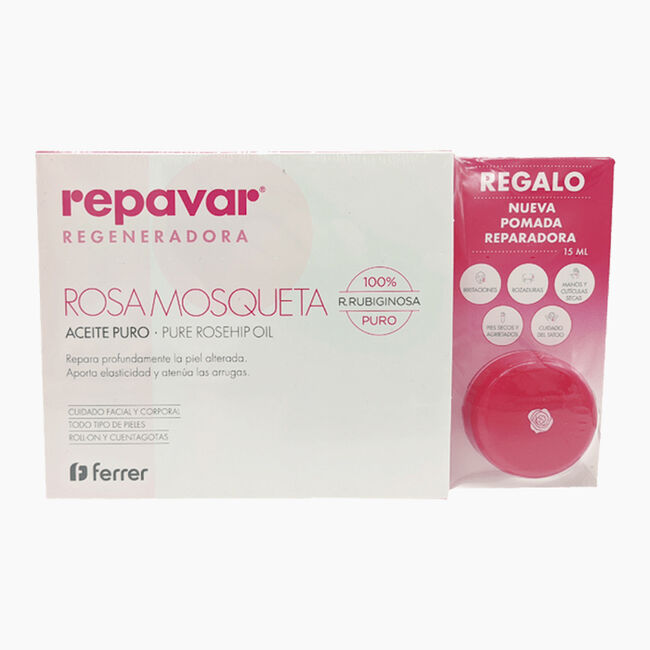 Repavar Regeneradora Pack Rosa Mosqueta Aceite Puro 15 ml + Pomada Reparadora 15 ml
