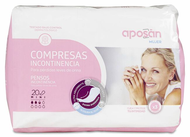 Aposán Compresas de Incontinencia Mini, 20 Uds