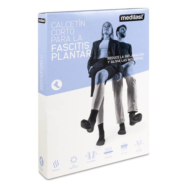 Medilast Calcetín Corto para Fascitis Plantar Color Negro Talla M, 1 Ud
