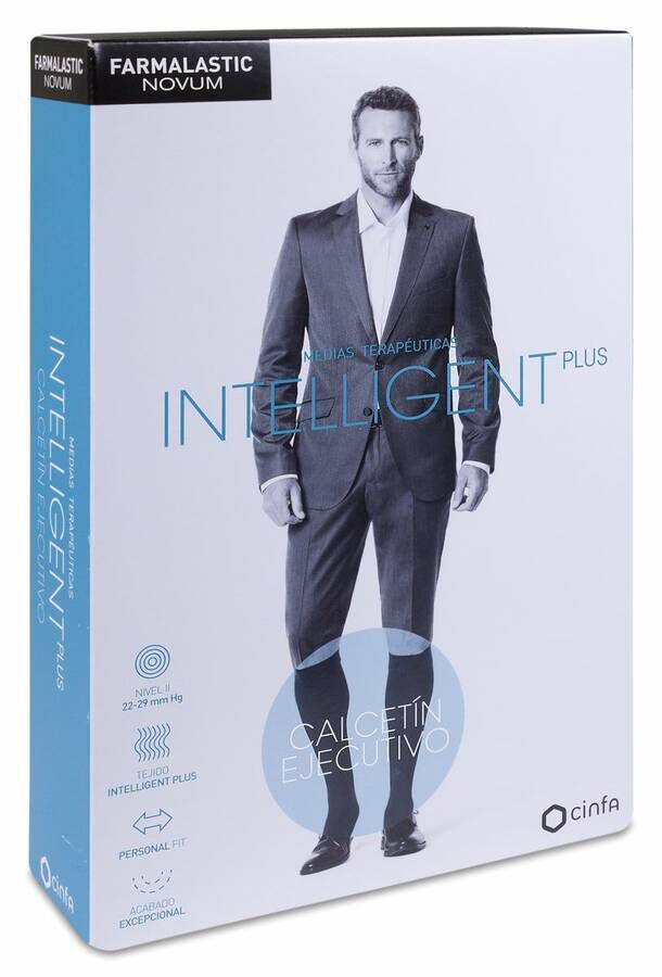 Farmalastic Novum Intelligent Plus Calcetín Ejecutivo Compresión Decreciente Nivel II Negro Talla 2, 1 Par