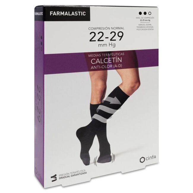 Farmalastic Calcetín Alta transpirabilidad Negro Compresión Normal Talla Grande, 1 Par