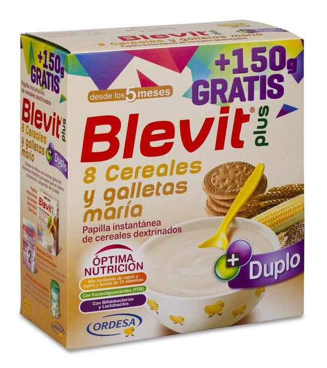 Blevit Plus Duplo 8 Cereales y Galletas María,  600 g