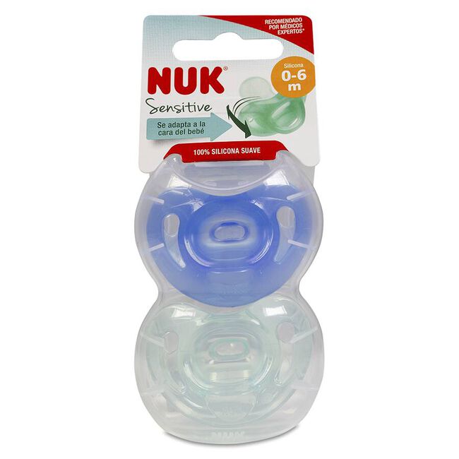 NUK Chupete Sensitive Silicona 0-6 Meses, 2 Unidades