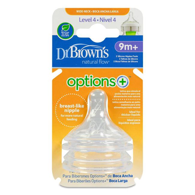 Dr. Brown's Options+ Tetina Boca Ancha Cereales Nivel 4, 1 Ud