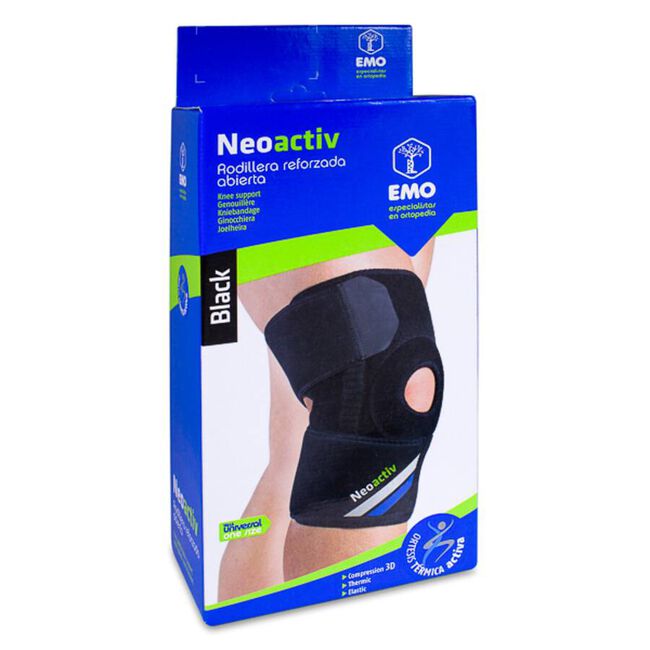 Emo Neoactiv Rodillera Reforzada Abierta Negra, 1 Ud