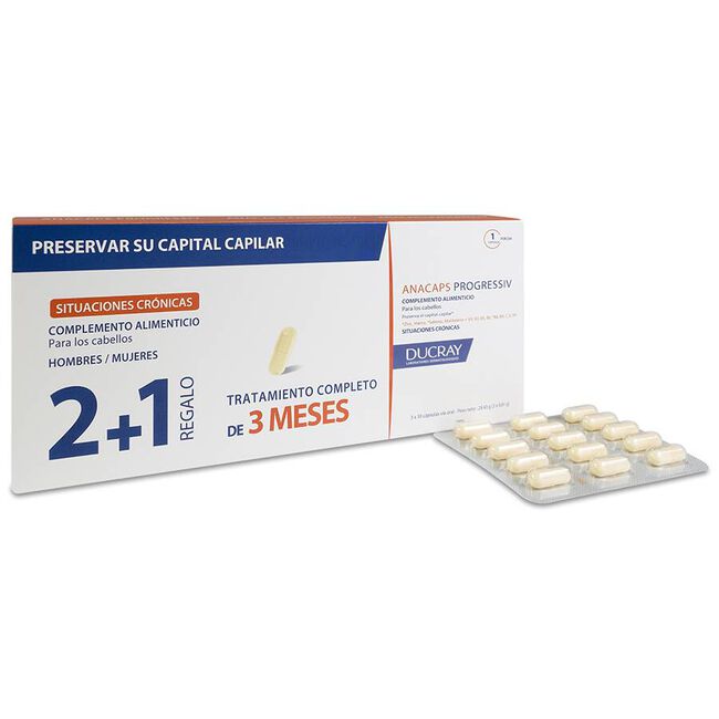 Ducray Anacaps Progressiv 90 cápsulas, 51 gr