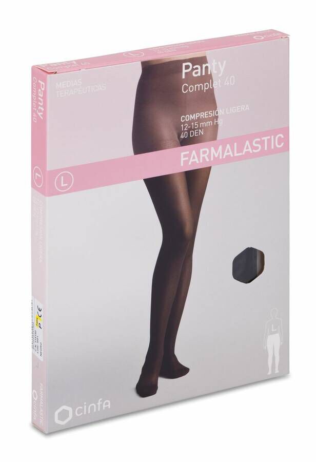 Farmalastic Panty Complet 40 compresión Ligera Negro Pequeña, 1 Ud