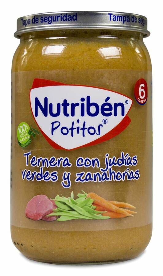 Nutribén Potitos Ternera con Judías Verdes y Zanahorias, 235 g
