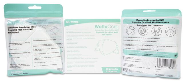 WottoCare Mascarilla FFP2 5 Capas, 20 Uds