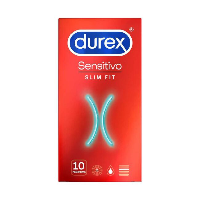 Durex Profiláctico Sensitive Slim Fit, 10 unidades