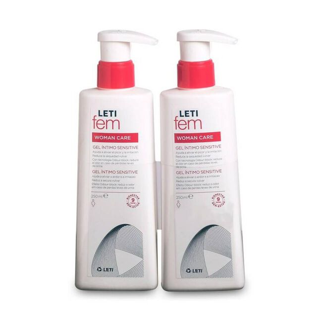 Pack LetiFem Woman Care Gel Íntimo Sensitive, 2 x 250 ml