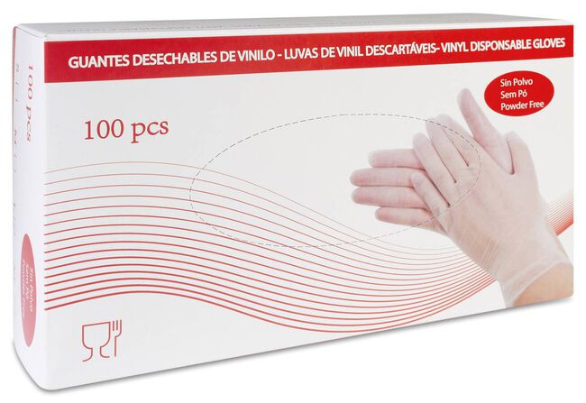 Guante de Vinilo Sin Polvo Talla L, 100 Uds.