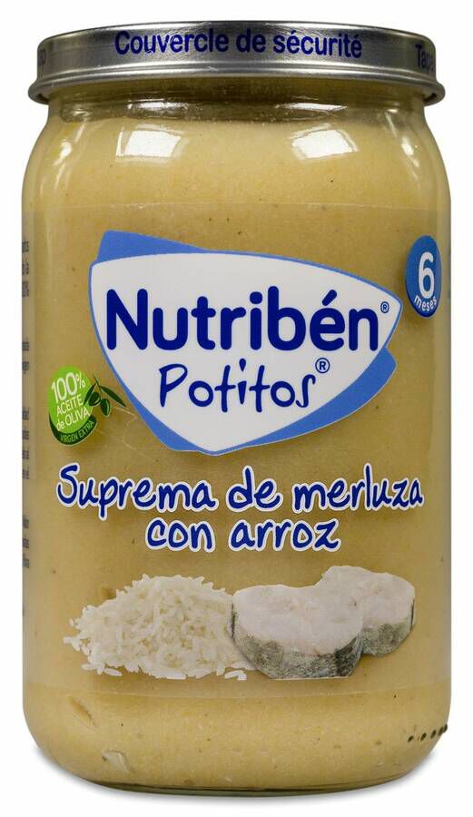 Nutribén Potitos Suprema de Merluza con Arroz, 235 g