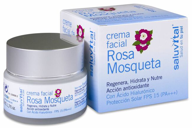 Saluvital Crema Facial Rosa Moqueta para Piel Normal, 50 ml