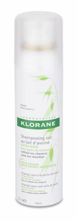 Klorane Champú Seco Extra-Suave a la Leche de Avena, 150 ml