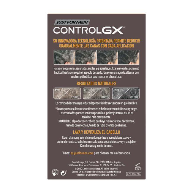 Just For Men Control GX Champú y Acondicionador reductor de canas, 118 ml