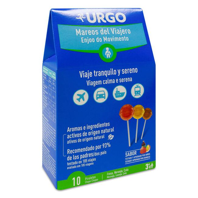 Urgo Mareos del Viajero Piruletas, 10 unidades