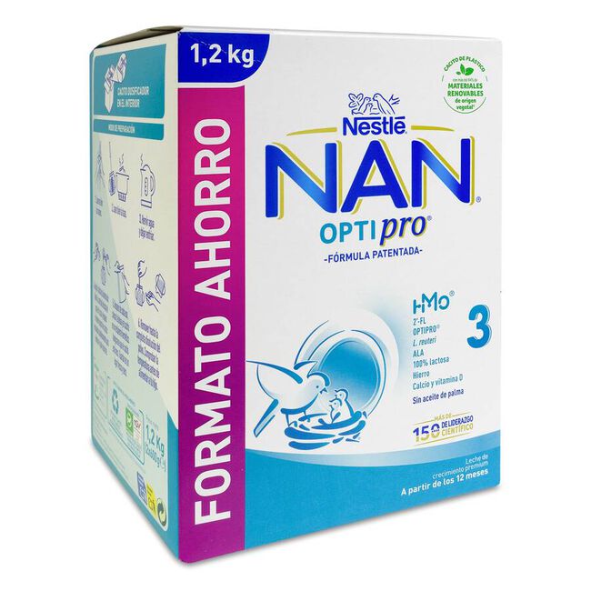 NAN Optipro 3 Leche en Polvo para Bebés de Más de 1 Año, 1200 g