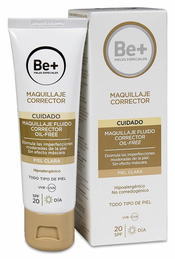 Be+ Maquillaje Fluido Corrector Oil-Free SPF 20 Piel Clara, 40 ml