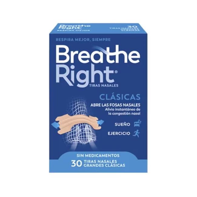 Breathe Right Tira Adhesiva Nasal Color Talla Grande, 30 Uds