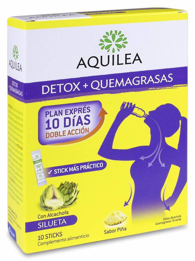 Aquilea Detox + Quemagrasas Sabor Piña, 10 Uds
