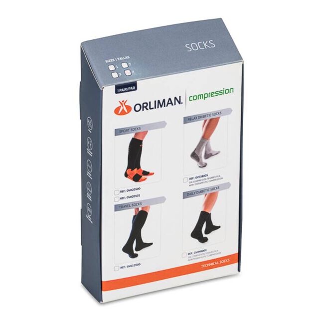 Orliman Calcetín Pie Diabético Negro OV04B000 Talla 36-38,5, 1 Unidad