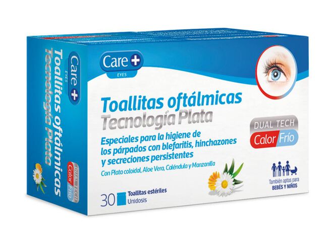 Care+ Toallitas Oftálmicas Estéril Plata, 30 unidades