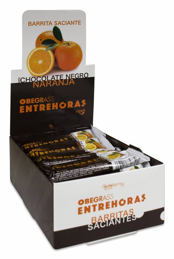 Obegrass Barritas Entrehoras Chocolate Negro con Naranja, 20 Uds