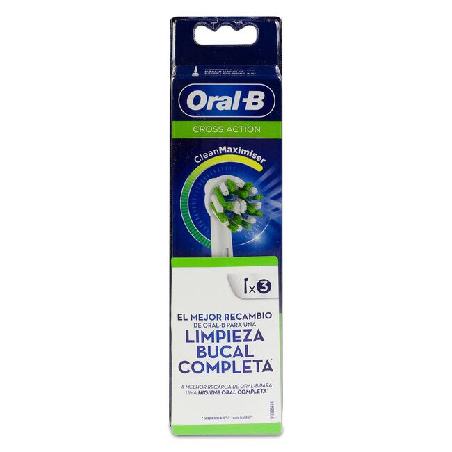 Oral-B Cross Action Recambio Cepillo Dental El&eacute;ctrico, 3 Uds