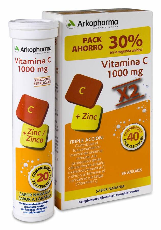 Duplo Arkopharma Arkovital Vitamina C 1000 mg + Zinc, 2 Uds
