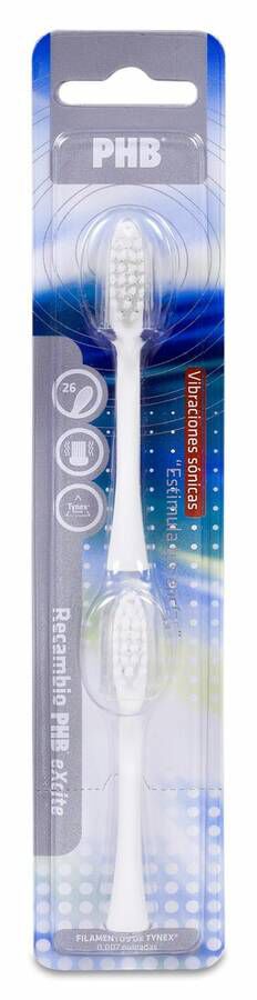 PHB Recambio Cepillo Dental Eléctrico Excite, 2 Unidad