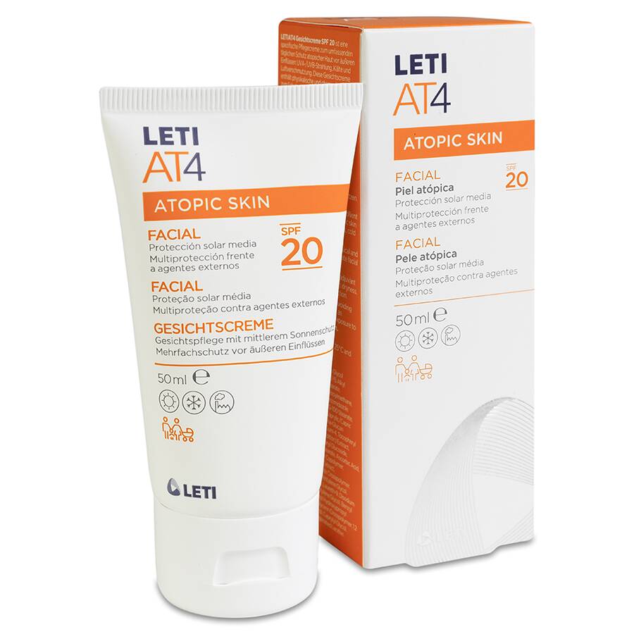 LETI At-4 Crema Facial SPF 20 Piel Atópica y/o Seca, 50 ml image number null