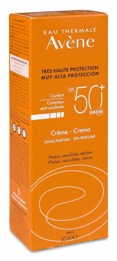 Avène Solar Crema SPF 50+ Sin Perfume, 50 ml image number null
