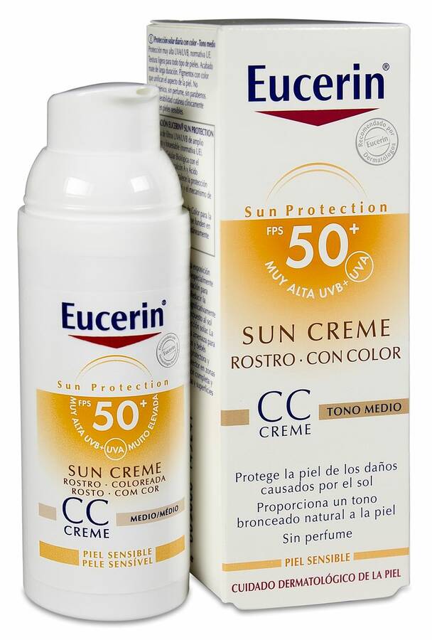 Eucerin Sun Creme Rostro con Color CC FPS 50+, 50 ml image number null