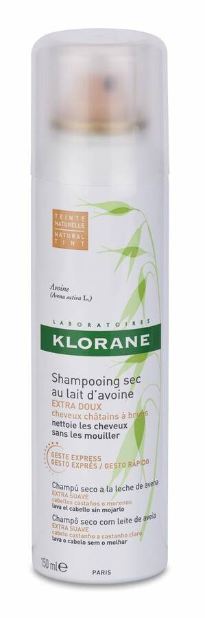 Klorane Champú Seco a la Leche De Avena Cabello Castaño/Moreno, 150 ml image number null