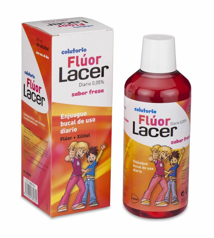 Lacer Colutorio Flúor Diario 0,05 %, Fresa, 500 ml image number null