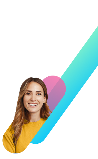 Mujer sonriente junto al banner de suscripción al plan de nutrición en el footer