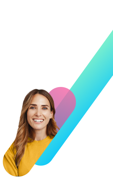 Mujer sonriente junto al banner de suscripci&oacute;n al plan de nutrici&oacute;n en el footer