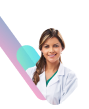 Mujer con bata de farmac&eacute;utica como elemento decorativo en la web de Welnia